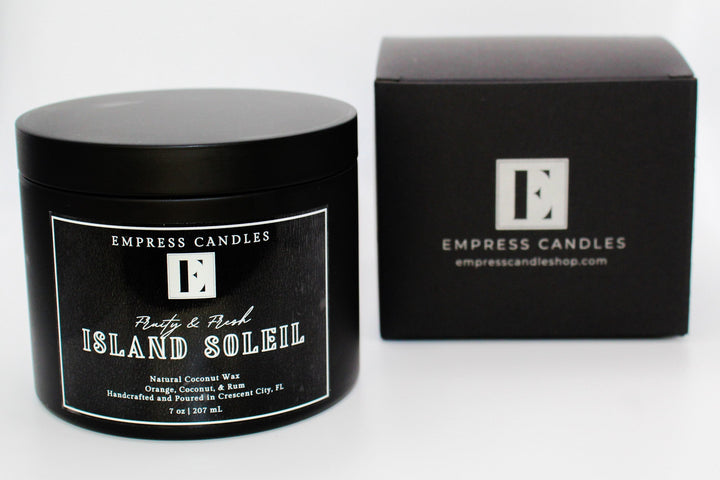 Natural Nontoxic & Vegan Long Burning Time Coconut Wax Wooden Wick Aromatherapy Coconut Pineapple Rum "Island Soleil" Candle - Empress Candles