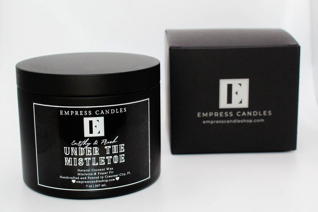 Natural Nontoxic & Vegan Long Burning Time Coconut Wax Wooden Wick Aromatherapy Pine Cypress Fir "Under The Mistletoe" Candle - Empress Candles