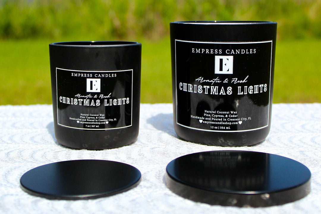 Natural Nontoxic & Vegan Long Burning Time Pine Cypress Cedar "Christmas Lights" Candle - Empress Candles
