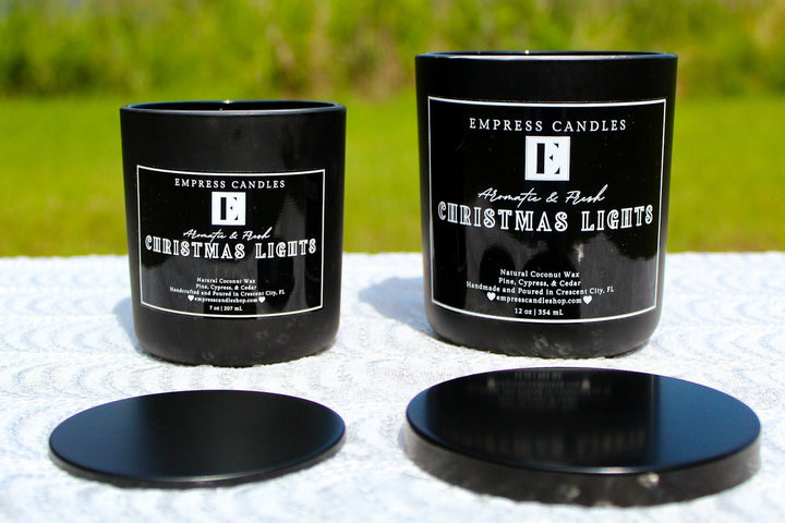 Natural Nontoxic & Vegan Long Burning Time Pine Cypress Cedar "Christmas Lights" Candle - Empress Candles