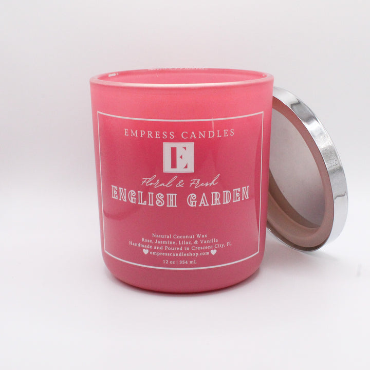 Natural Nontoxic & Vegan Long Burning Time Rose Jasmine & Lilac "English Garden" Candle