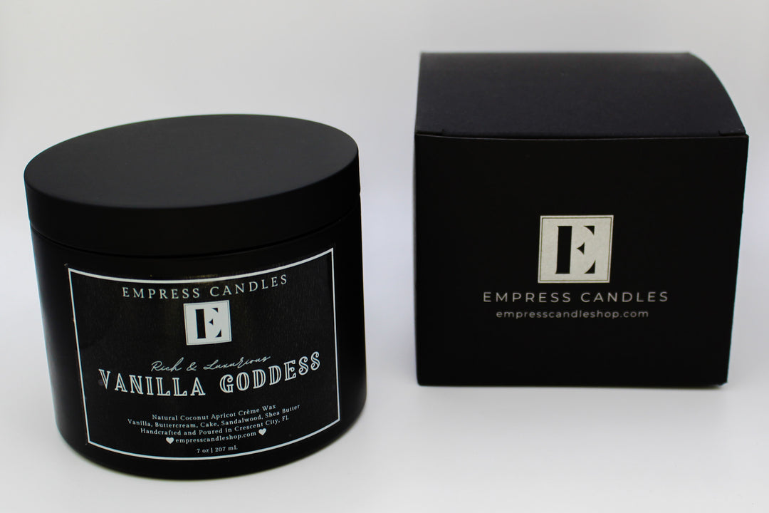 Natural Nontoxic & Vegan Long Burning Time Coconut Wax Wooden Wick Aromatherapy Vanilla Sandalwood "Vanilla Goddess" Candle