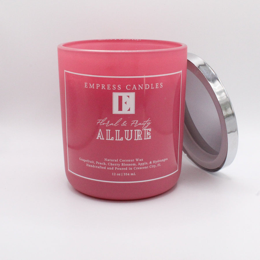 Natural Nontoxic & Vegan Long Burning Time Cherry Blossom & Peach "Allure" Candle - Empress Candles