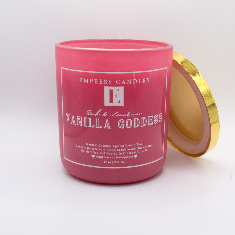 Natural Nontoxic & Vegan Long Burning Time Vanilla Sandalwood "Vanilla Goddess" Candle - Empress Candles